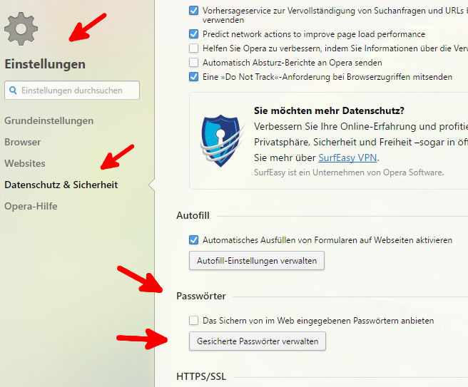 Deaktivieren der Paßwortspeicherung in verschiedenen Browsern 2