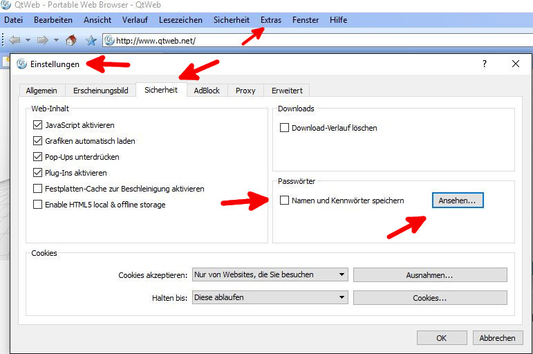 Deaktivieren der Paßwortspeicherung in verschiedenen Browsern 5