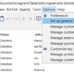 JabRef screenshot "Options menu"