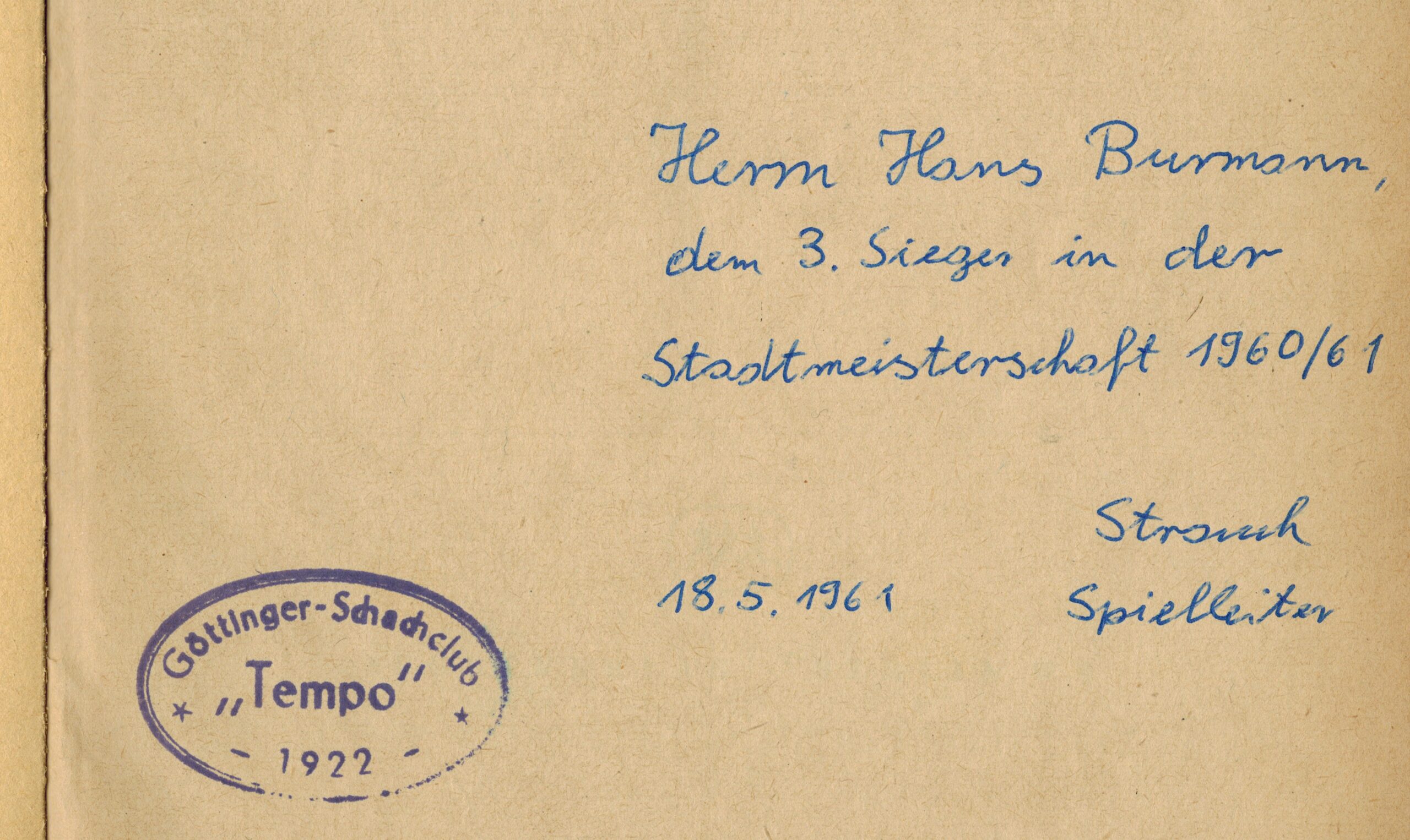 Ein Autograph des Spielleiters Strauch von Tempo Göttingen 1961 1