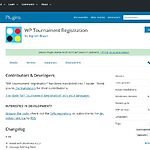 Screenshot of WordPress plugin page “WP Tournament Registration” v1.2a August 8th 2023.